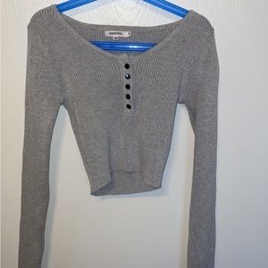 Grey Small Long Sleeve Crop top, never worn